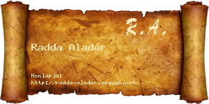 Radda Aladár névjegykártya